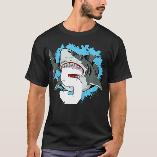 Kids Shark 5th Birthday Boy 5 Five Shark Theme Par Tシャツ (正面)