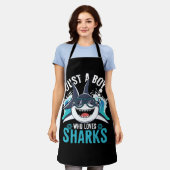 Kids Shark Lover Just A Boy Who Loves Shark海 エプロン (着用した状態)