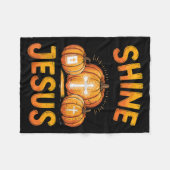 Kids Shine With The Light Of Jesus Funny Christian フリースブランケット (正面(横))