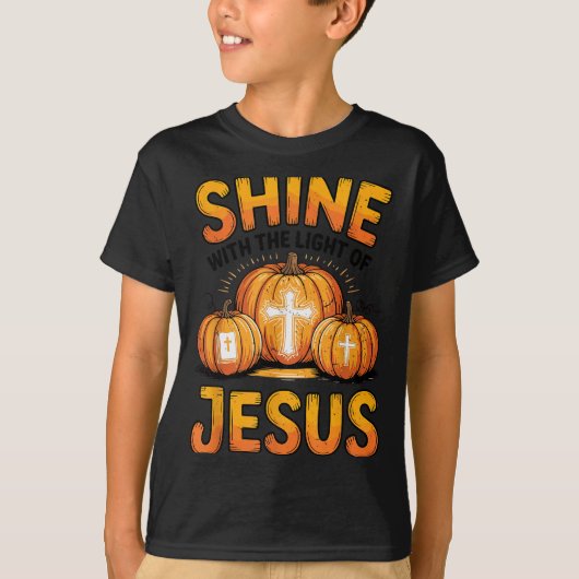 Kids Shine With The Light Of Jesus Funny Christian Tシャツ (正面)