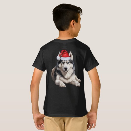 Kids Siberian Husky Dog Lover Funny Christmas Tシャツ (裏面フル)