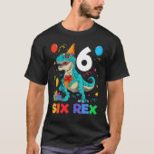 Kids Six Rex 6th Birthday Sixth Dinosaur 6 Year Ol Tシャツ (正面)