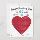 Kids Six Seven Valentine Word Search Heart Class ノートカード (正面)