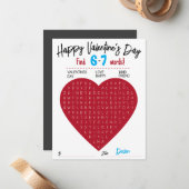 Kids Six Seven Valentine Word Search Heart Class ノートカード (正面/裏面インサイチュ)