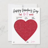 Kids Six Seven Valentine Word Search Heart Class ノートカード (正面)