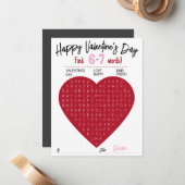 Kids Six Seven Valentine Word Search Heart Class ノートカード (正面/裏面インサイチュ)