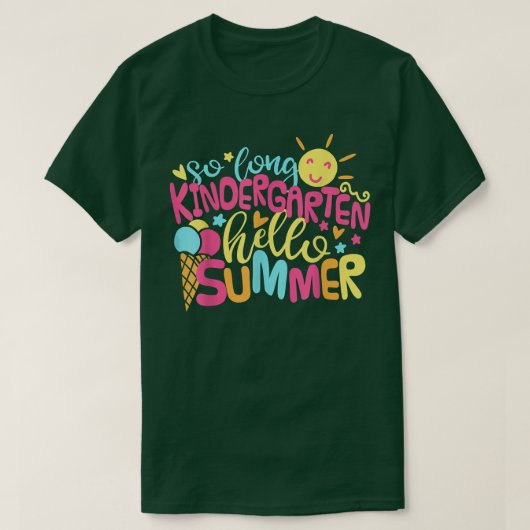 Kids So Long Kindergarten Hello Summer Girl Last D Tシャツ (デザイン正面)