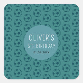 Kids Soccer Ball Blue Boys Birthday Party スクエアシール