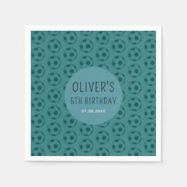 Kids Soccer Ball Blue Boys Birthday Party スタンダードカクテルナプキン