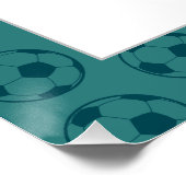 Kids Soccer Ball Blue Boys Birthday Welcome sign ポスター (コーナー)