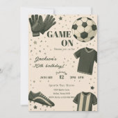 Kids Soccer Themed Birthday Invitation 招待状 (正面)