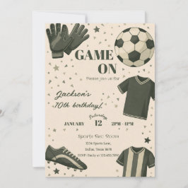 Kids Soccer Themed Birthday Invitation 招待状