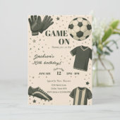 Kids Soccer Themed Birthday Invitation 招待状 (スタンド正面)