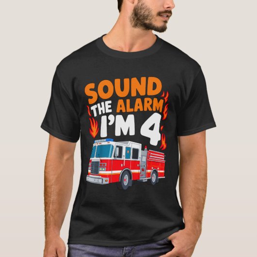 Kids Sound The Alarm I'm 4 Years Old 4th Birthday  Tシャツ (正面)