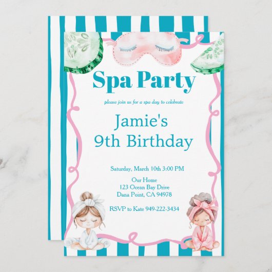 Kids Spa Party Birthday 招待状 (正面/裏面)
