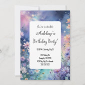 Kids Space Flower Themed Birthday Party  招待状 (正面)