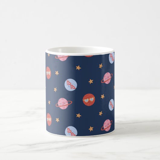 Kids Space Mini Pattern with Planets & Stars コーヒーマグカップ (中央)
