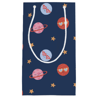 Kids Space Mini Pattern with Planets & Stars スモールペーパーバッグ