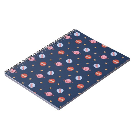 Kids Space Mini Pattern with Planets & Stars ノートブック (左側)