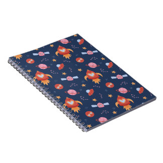 Kids Space Pattern with Rockets & Planets ノートブック