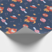 Kids Space Pattern with Rockets & Planets ラッピングペーパー (角)