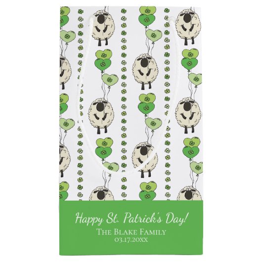 Kids St. Patrick’s Day Sheep & Shamrocks Pattern スモールペーパーバッグ (裏面)