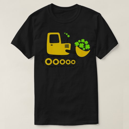 Kids St Patrick's Day Shamrocks Ecavator Digger Bo Tシャツ (デザイン正面)