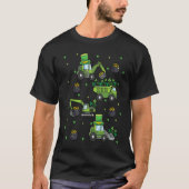 Kids St Patricks Day Trucks Construction Excavator Tシャツ (正面)