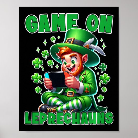 Kids St. Patrick's Video Game Tee Game On Leprecha ポスター (正面)
