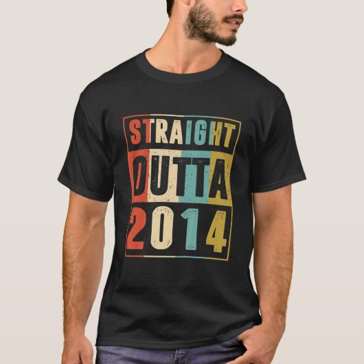 Kids Straight Outta 2014ヴィンテージグラフィック8 Yrs Old Tシャツ (正面)