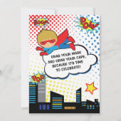 Kids Superhero Birthday Party Invitation Boy Hero 招待状 (裏面)