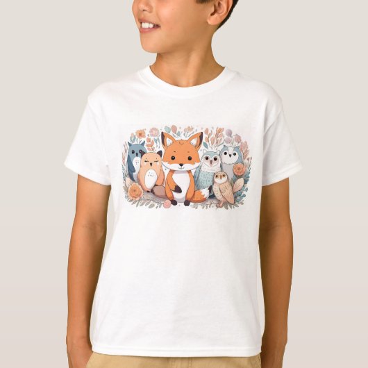 Kid's - Tシャツ – 森林動物 (正面)
