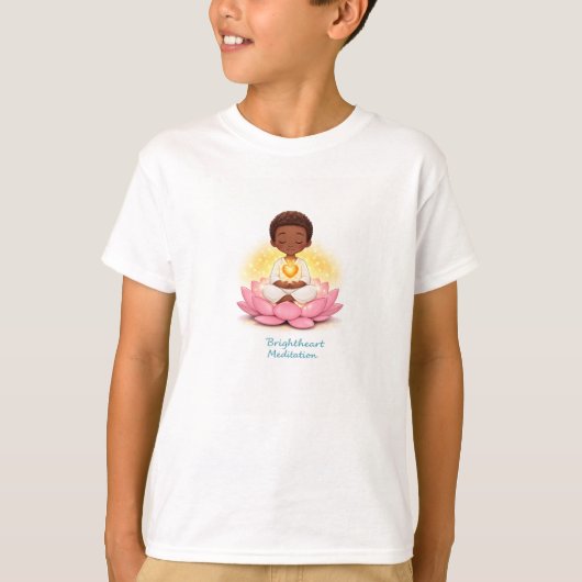 Kids T shirt with boy on lotus Tシャツ (正面)