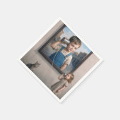 Kids Talking On a Retro Tin Can Telephone スタンダードカクテルナプキン (角)