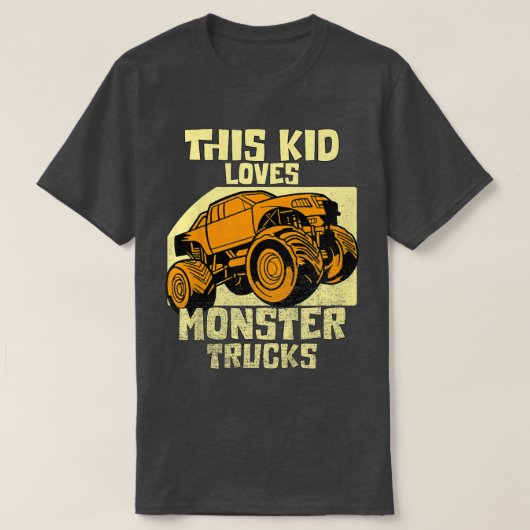 Kids This Kid Loves Monster Trucks Boys Girls  Tシャツ (デザイン正面)