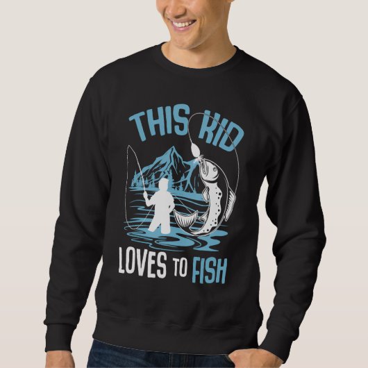 Kids This Kid Loves to Fish Bass Fishing Fisherman スウェットシャツ (正面)