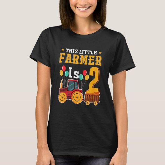 Kids This Little Farmer Is 2 Farm Tractor For Litt Tシャツ (正面)