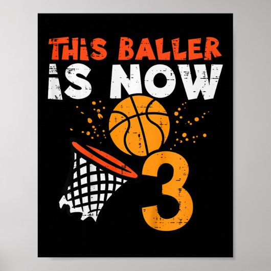 Kids This Ller Is Now 3 Sketll 3rd Birthday Bday B ポスター (正面)