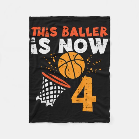 Kids This Ller Is Now 4 Sketll 4th Birthday Bday B フリースブランケット (正面)