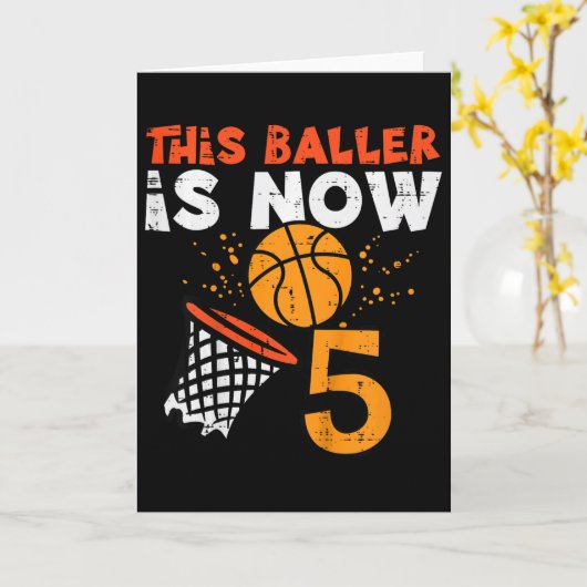 Kids This Ller Is Now 5 Sketll 5th Birthday Bday B カード (黄色い花)