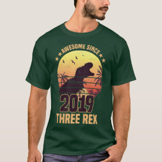 Kids Three Re 3rd Birthday Dinosaur 3 year old  Tシャツ
