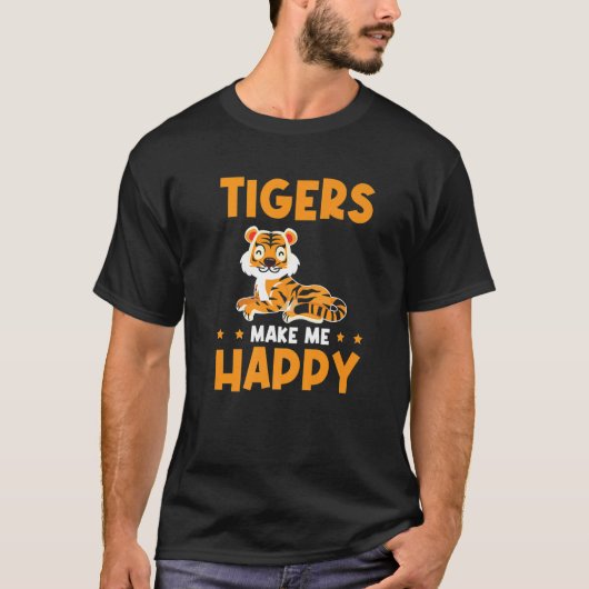 Kids Tiger Wild Animal Tigers Make Me Happy Tシャツ (正面)
