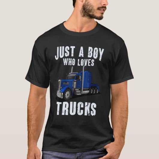 Kids Toddlers Trucker Just a Boy Who Loves Trucks  Tシャツ (正面)