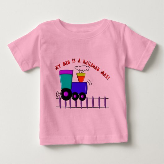 Kids Train Shirts「私のパパは鉄道員だ」 ベビーTシャツ (正面)