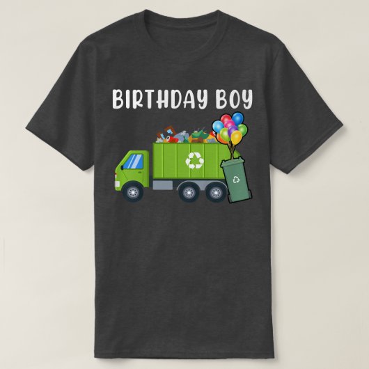 Kids Trash Bin Birthday Boy Garbage Trucks Toddler Tシャツ (デザイン正面)