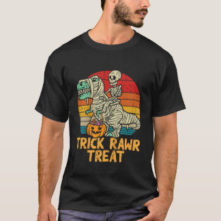 Kids Trick Rawr Treat Skeleton Trex Dino Toddler B Tシャツ