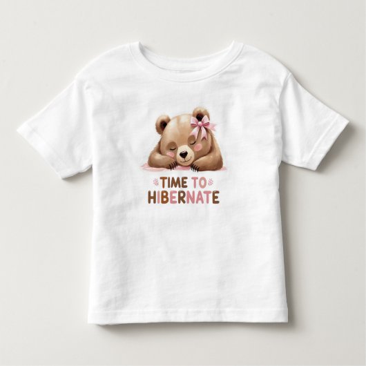 Kids Tshirt Sleeping Bear Cute For Kids トドラーTシャツ (正面)
