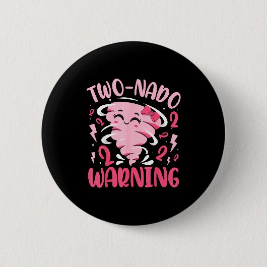 Kids Two-nado Warning 2nd Birthday Nk Tornado Birt 缶バッジ (正面)