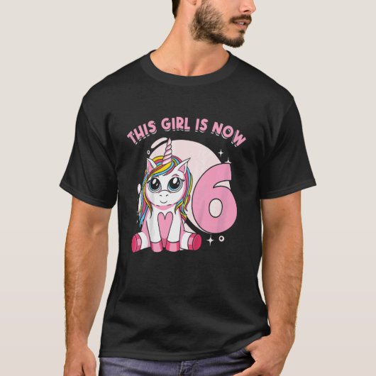 Kids Unicorn女の子の神話的な生き物I Am 6年b Tシャツ (正面)