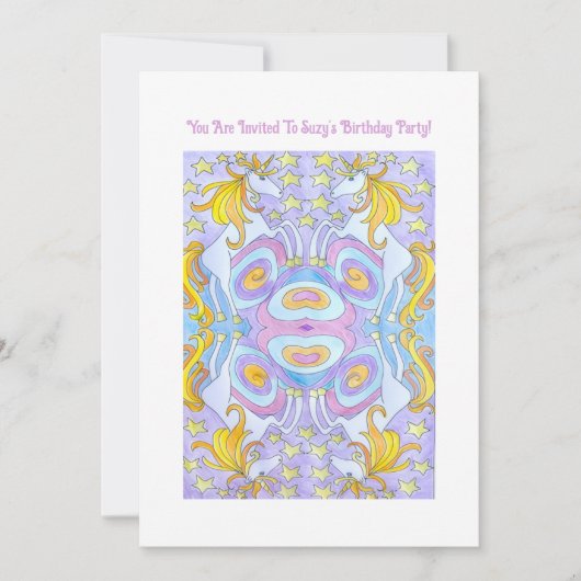 Kids Unicorn Birthday Invitation 招待状 (正面)